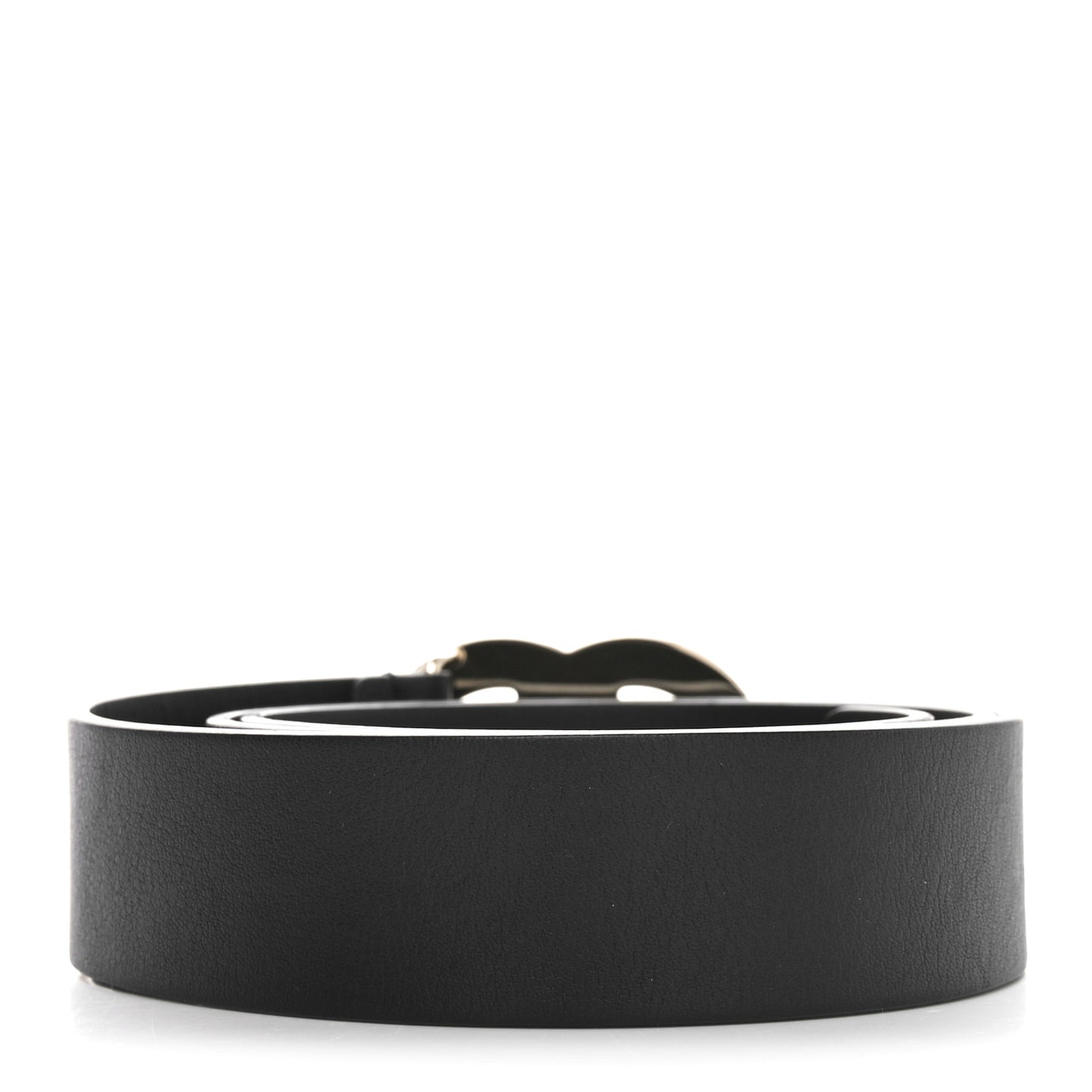 Calfskin Metal Enamel CC Belt 75 30 Black White