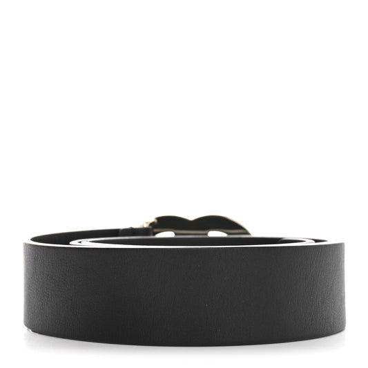 Calfskin Metal Enamel CC Belt 75 30 Black White