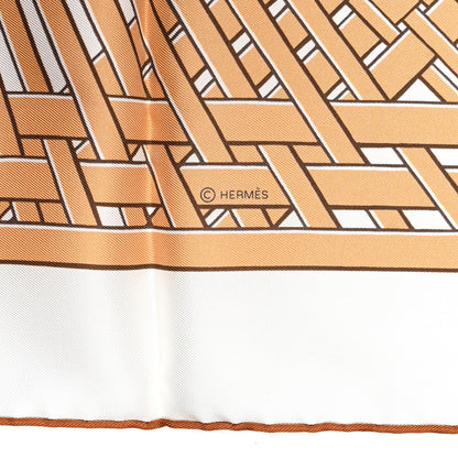 Hermes Silk Masan & Masan Scarf 90 White Beige Gris 5 of 5