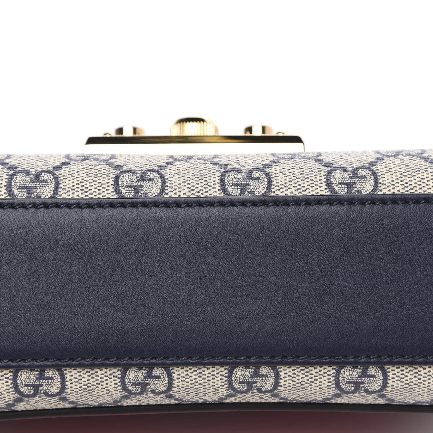 GG Supreme Monogram Moon Calfskin Small Padlock Shoulder Bag Beige Blue Mystic White Hibiscus Red