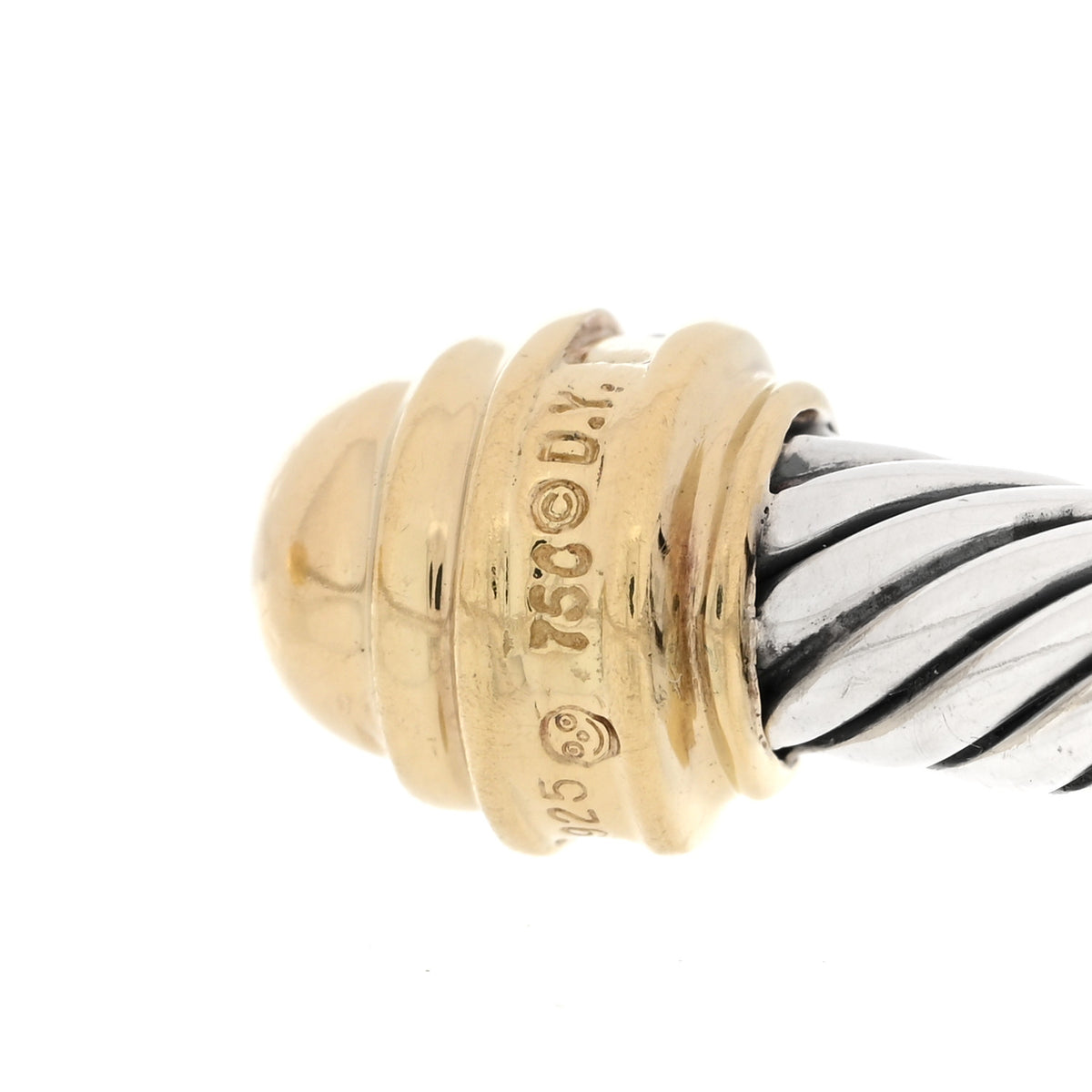 Sterling Silver 18K Yellow Gold Diamond 5mm Dome Cable Classics Bracelet