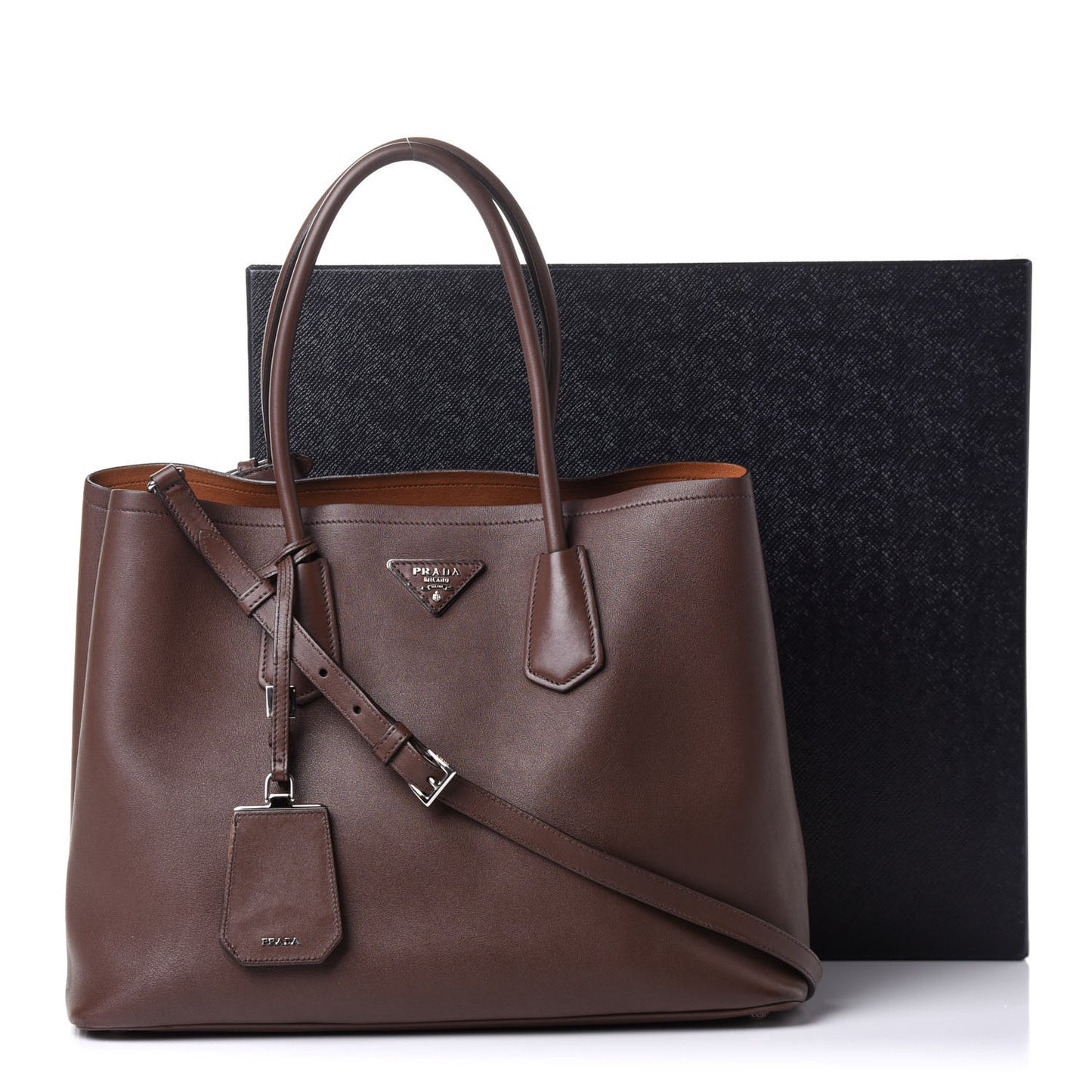 Saffiano Cuir Small Double Bag Cacao
