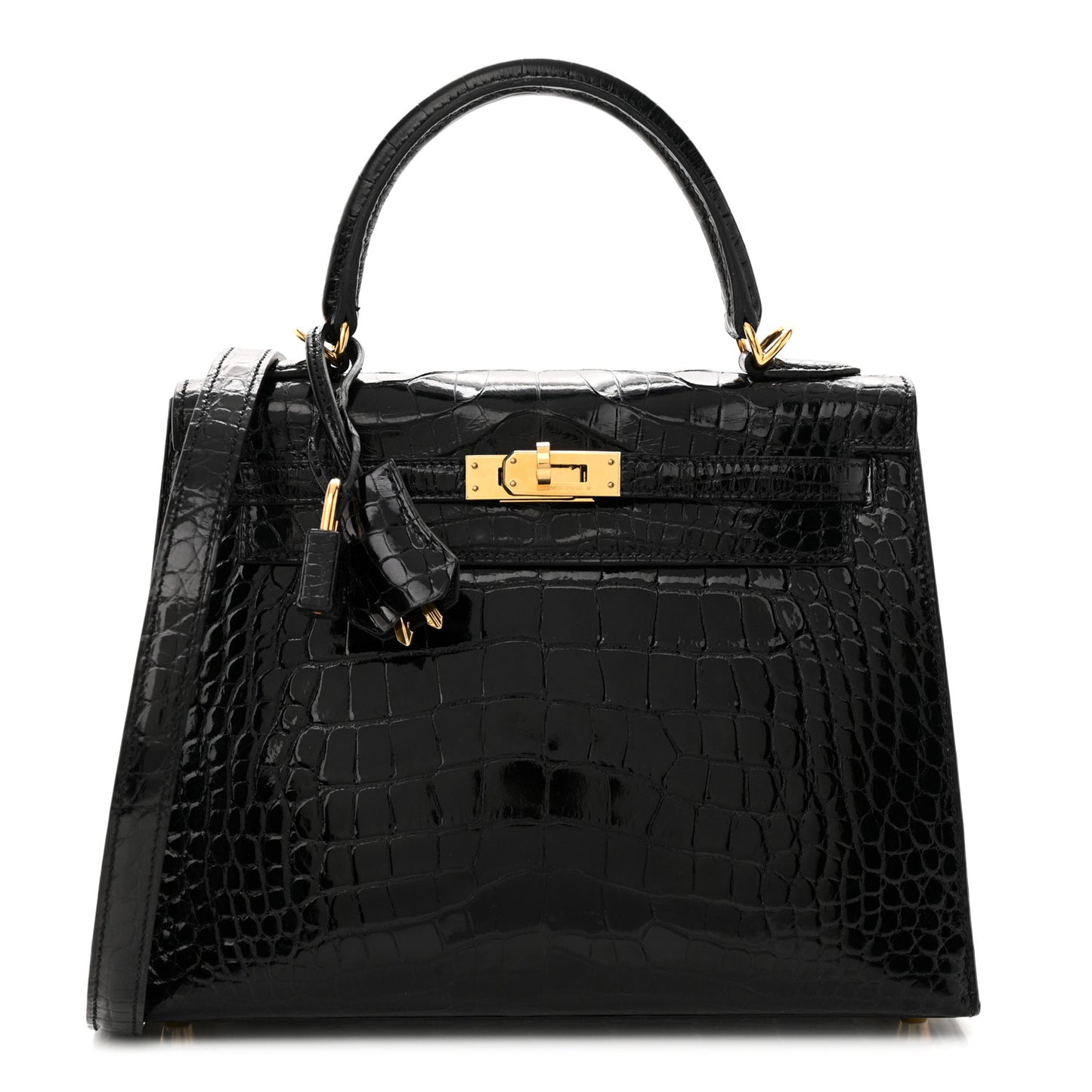 Shiny Alligator Kelly Sellier 25 Black