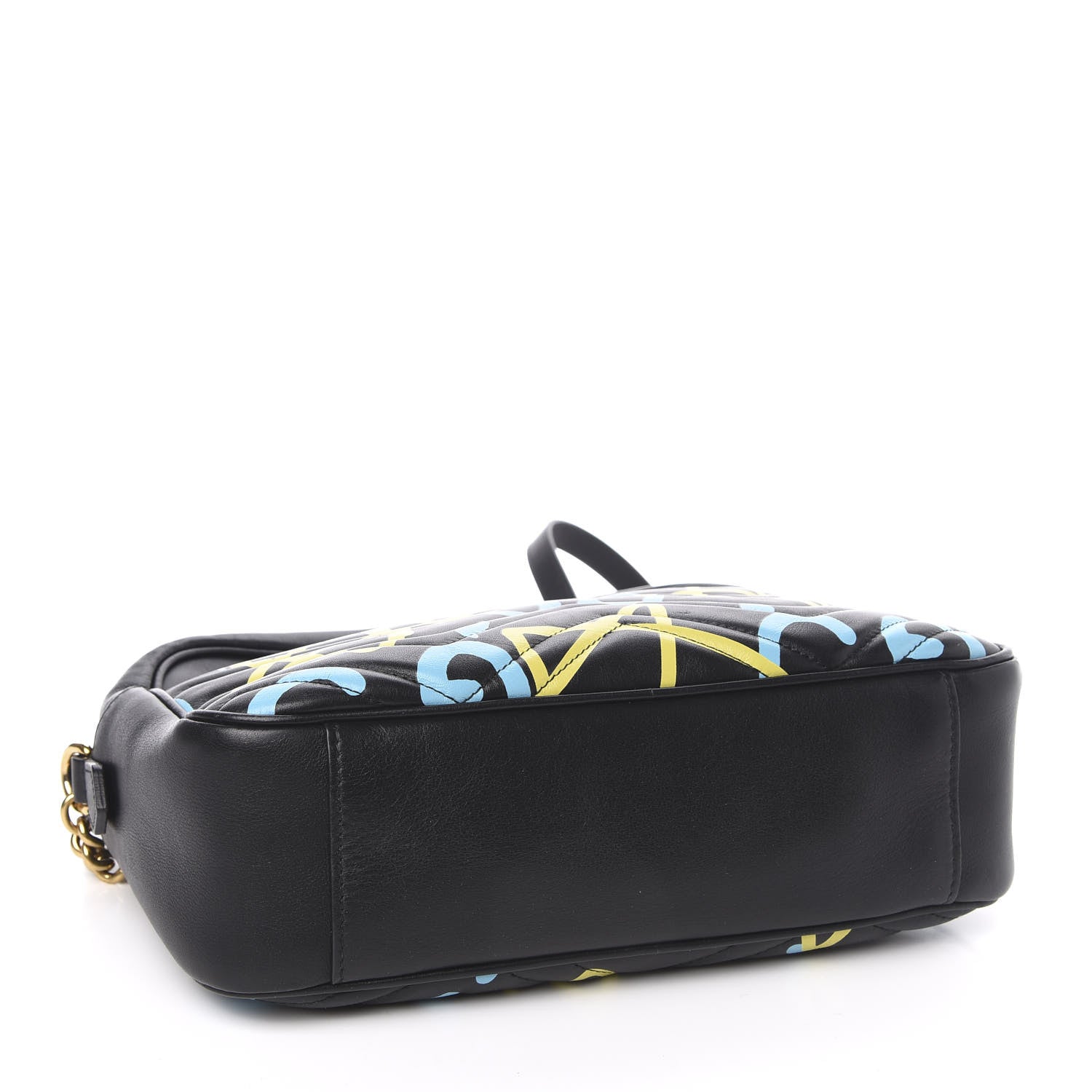 Gucci Calfskin Matelasse GucciGhost Medium GG Marmont Chain Shoulder Bag Black New Acquamarine 4 of 11