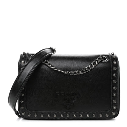 Prada Glace Calfskin Studded Crossbody Black 1 of 4