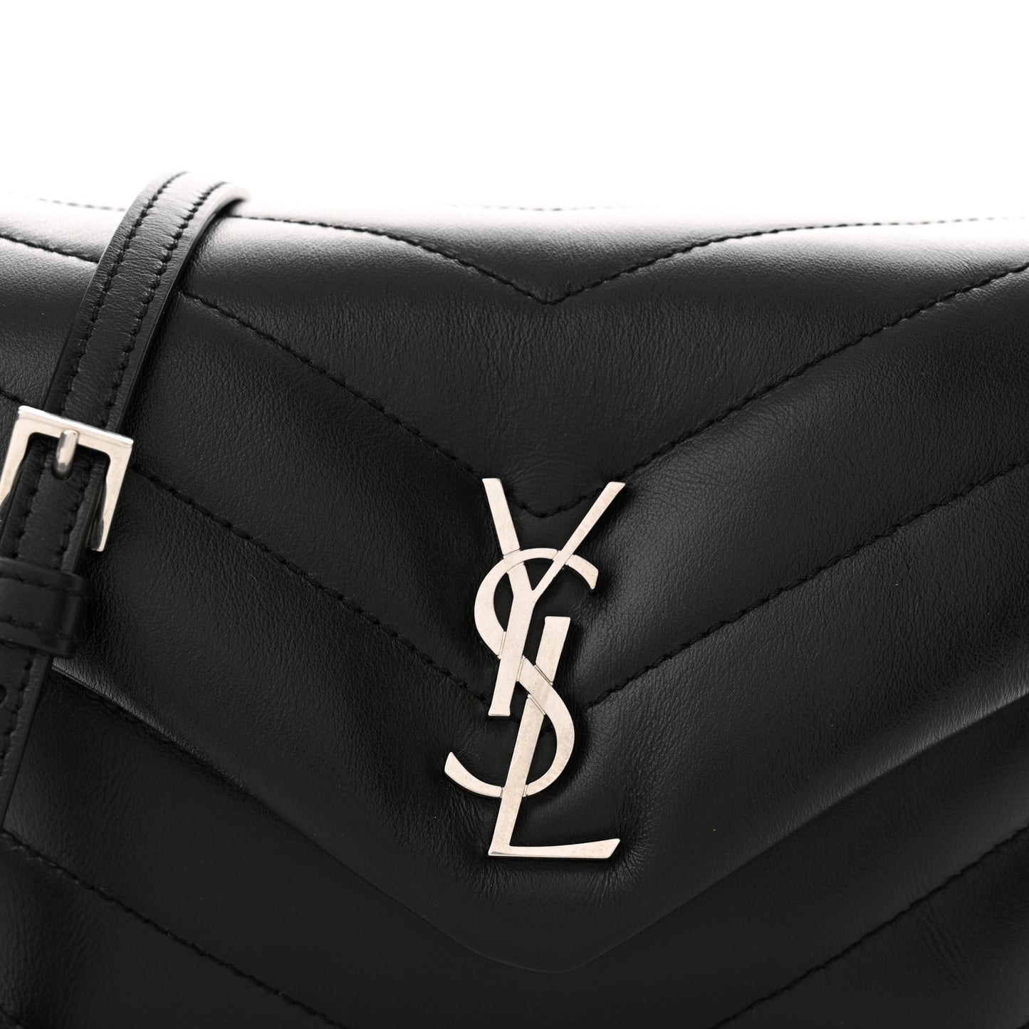 Calfskin Y Quilted Monogram Toy Loulou Crossbody Bag Black