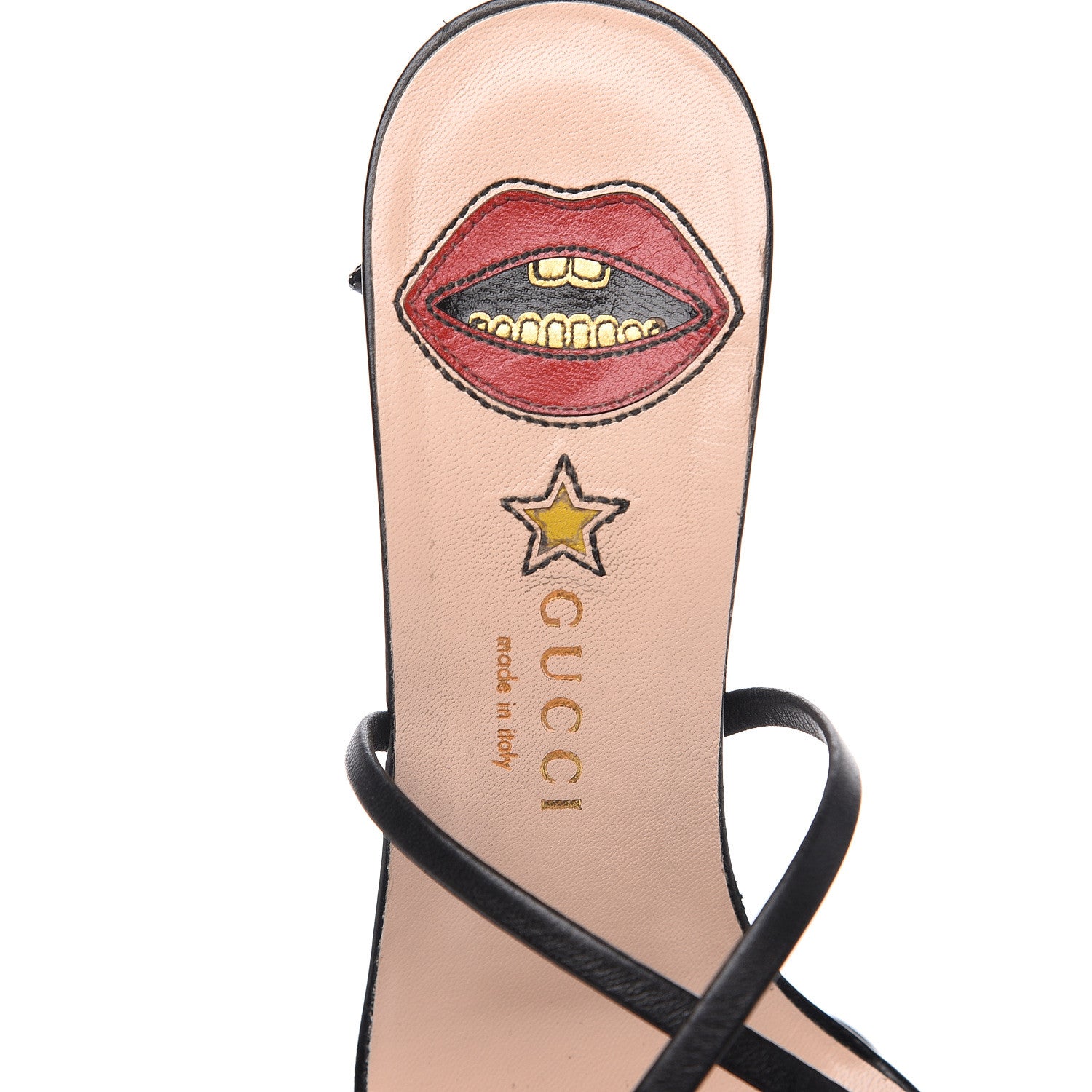 Gucci Nappa Kingsnake Criss Cross High Heel Sandals 36.5 Black 7 of 9