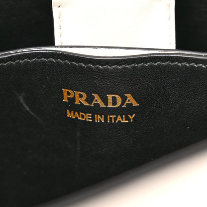 Prada Saffiano Cuir Medium Panier Bucket Bag Bianco Black 6 of 9