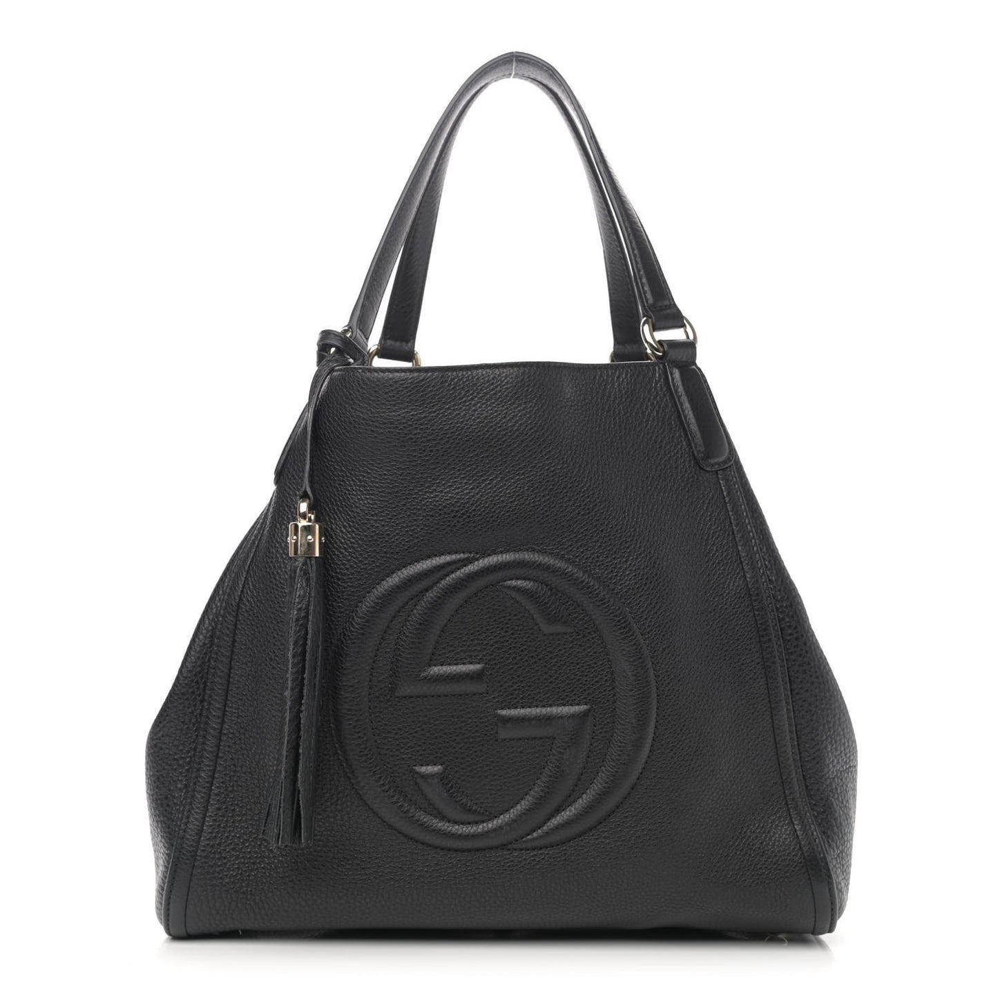Pebbled Calfskin Medium Soho Shoulder Bag Black