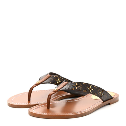 Louis Vuitton Monogram Sunny Flat Thong Sandals 38 Brown 3 of 8