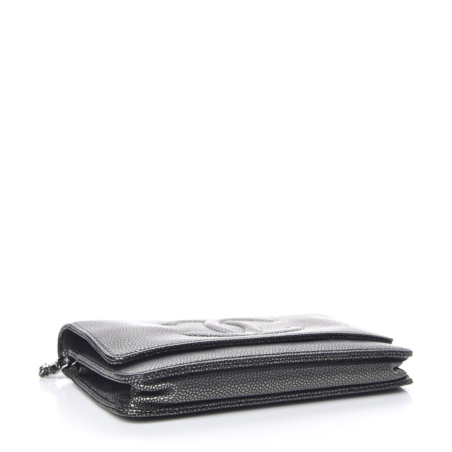 Chanel Metallic Caviar Timeless CC Wallet On Chain WOC Grey 4 of 12