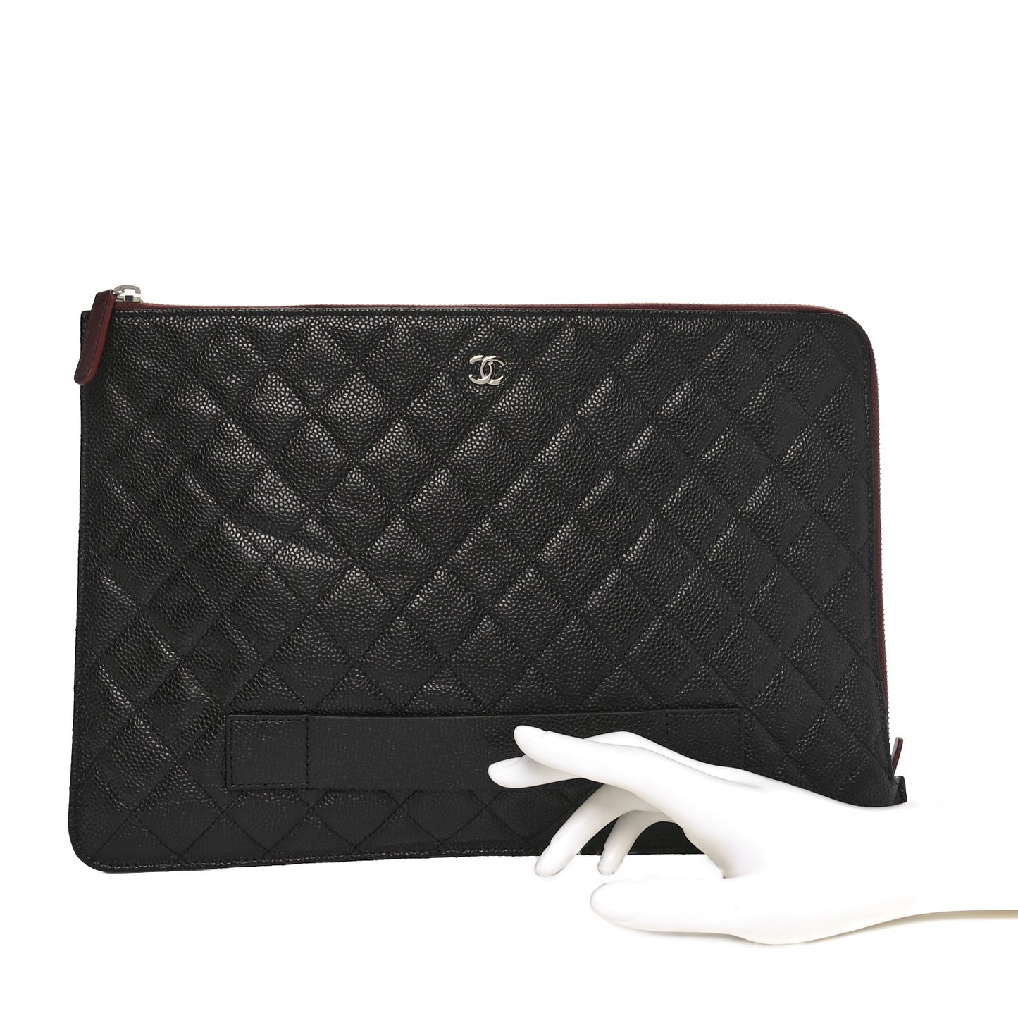 Caviar Quilted Document Portfolio Holder Black