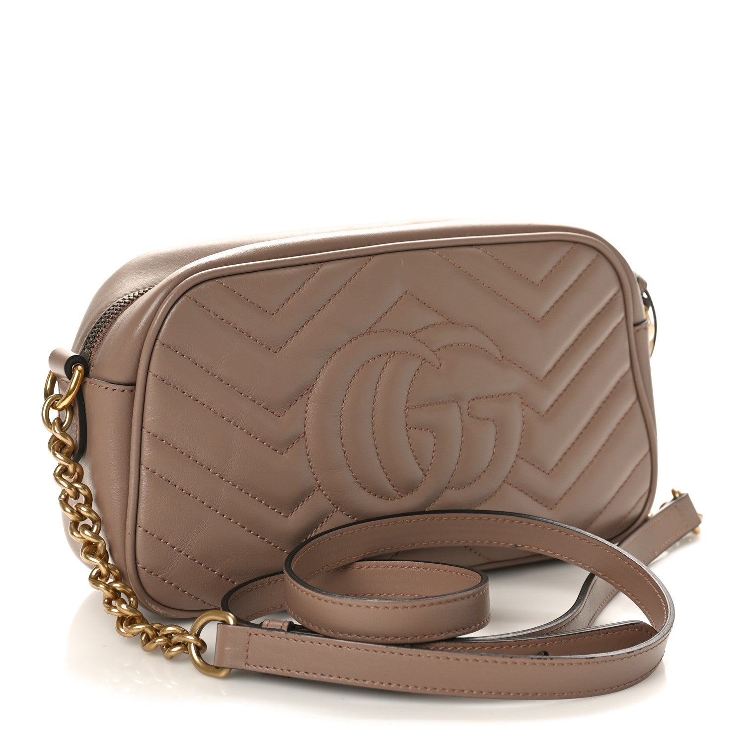 Gucci Calfskin Matelasse Small GG Marmont Chain Shoulder Bag Porcelain Rose 3 of 10