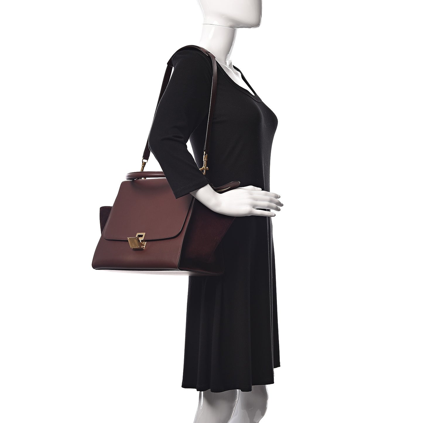 Smooth Calfskin Suede Medium Trapeze Burgundy