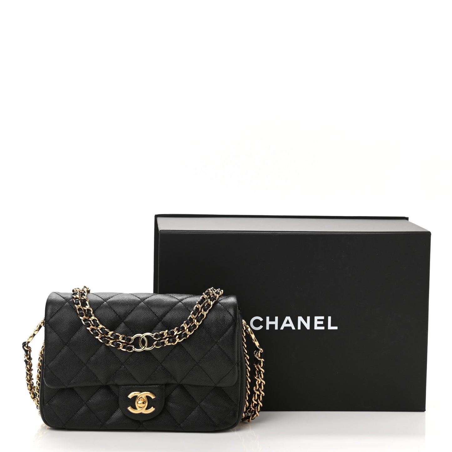Caviar Quilted Mini CC You Flap Black