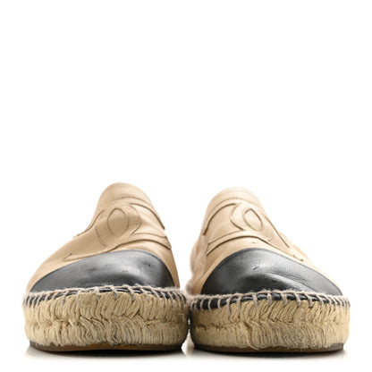 Chanel Lambskin CC Espadrilles 37 Beige Black 3 of 14
