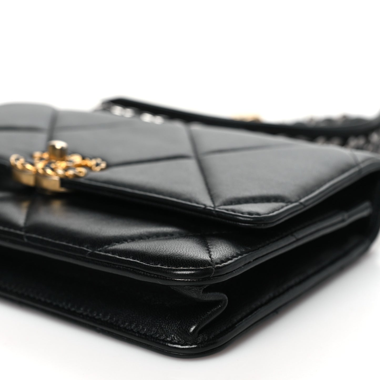 Lambskin Quilted Chanel 19 Wallet On Chain WOC Black