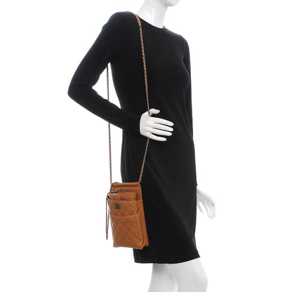 Chanel Calfskin Quilted CC Waiter Clutch Clutch With Chain Brown 2 of 14