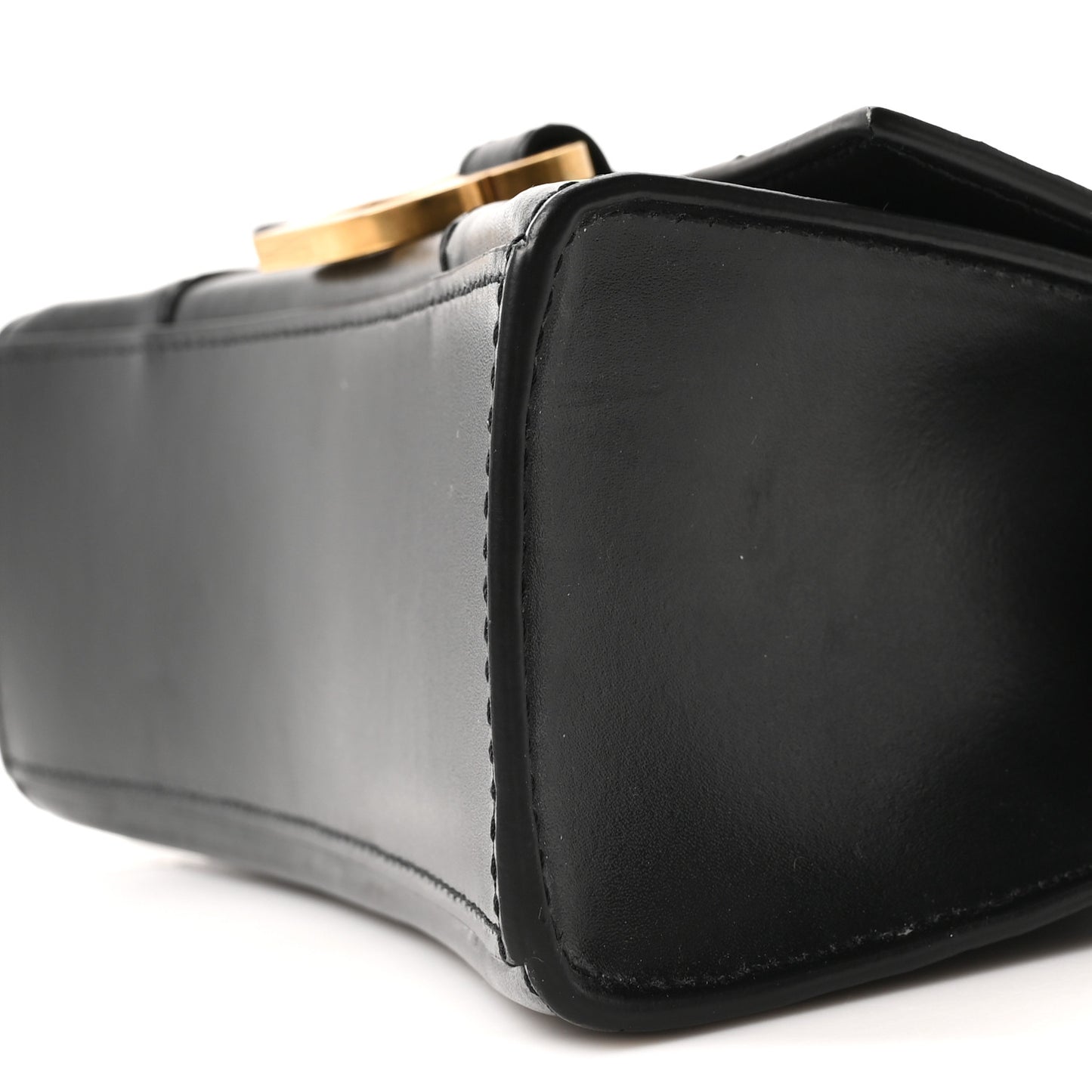 Shiny Box Calfskin Hourglass Top Handle Bag XS Black