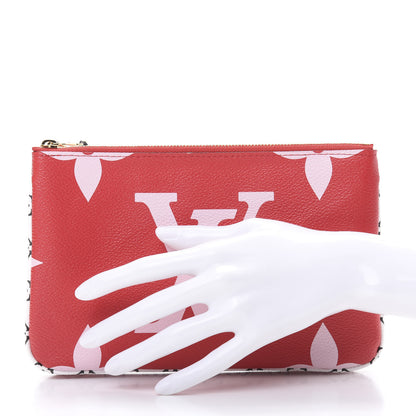 Louis Vuitton Monogram Giant Double Zip Pochette Rouge 2 of 9