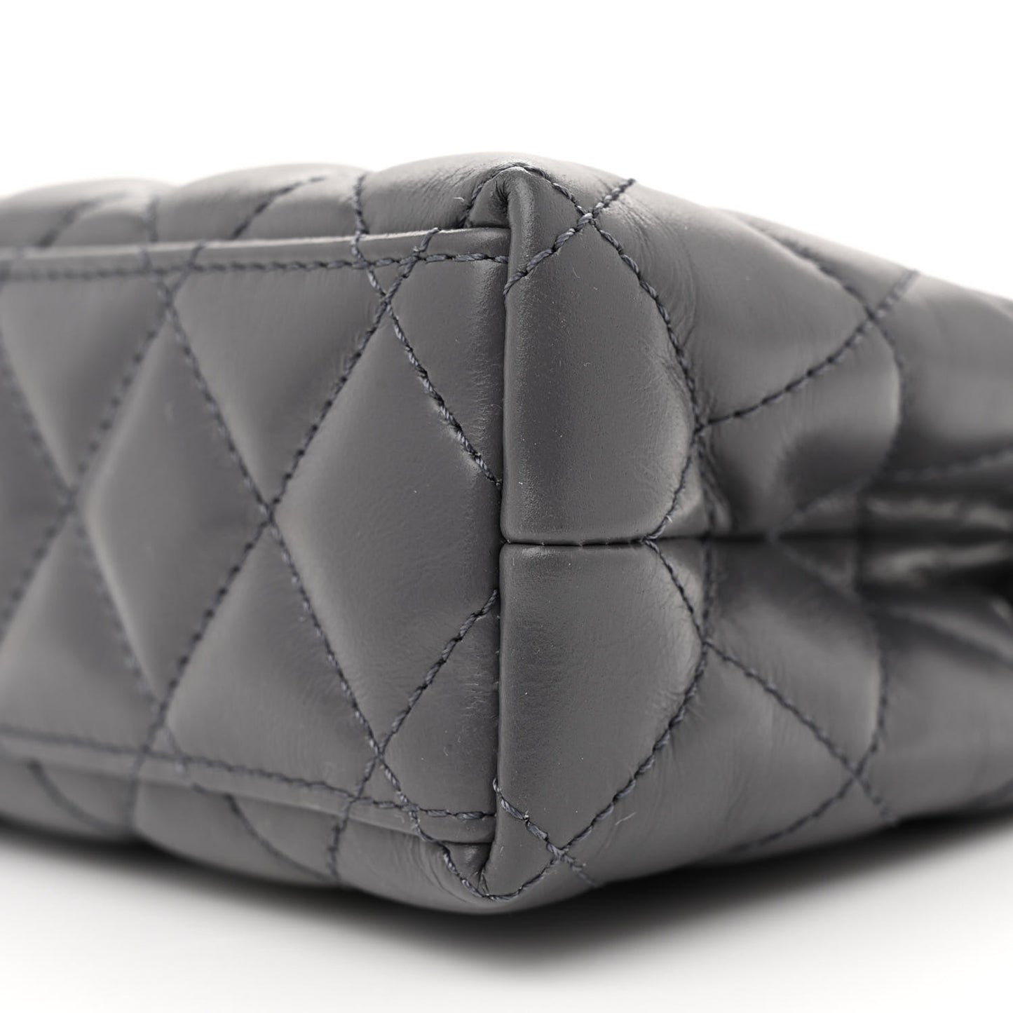 Shiny Aged Calfskin Quilted Nano Kelly Shopper Grey
