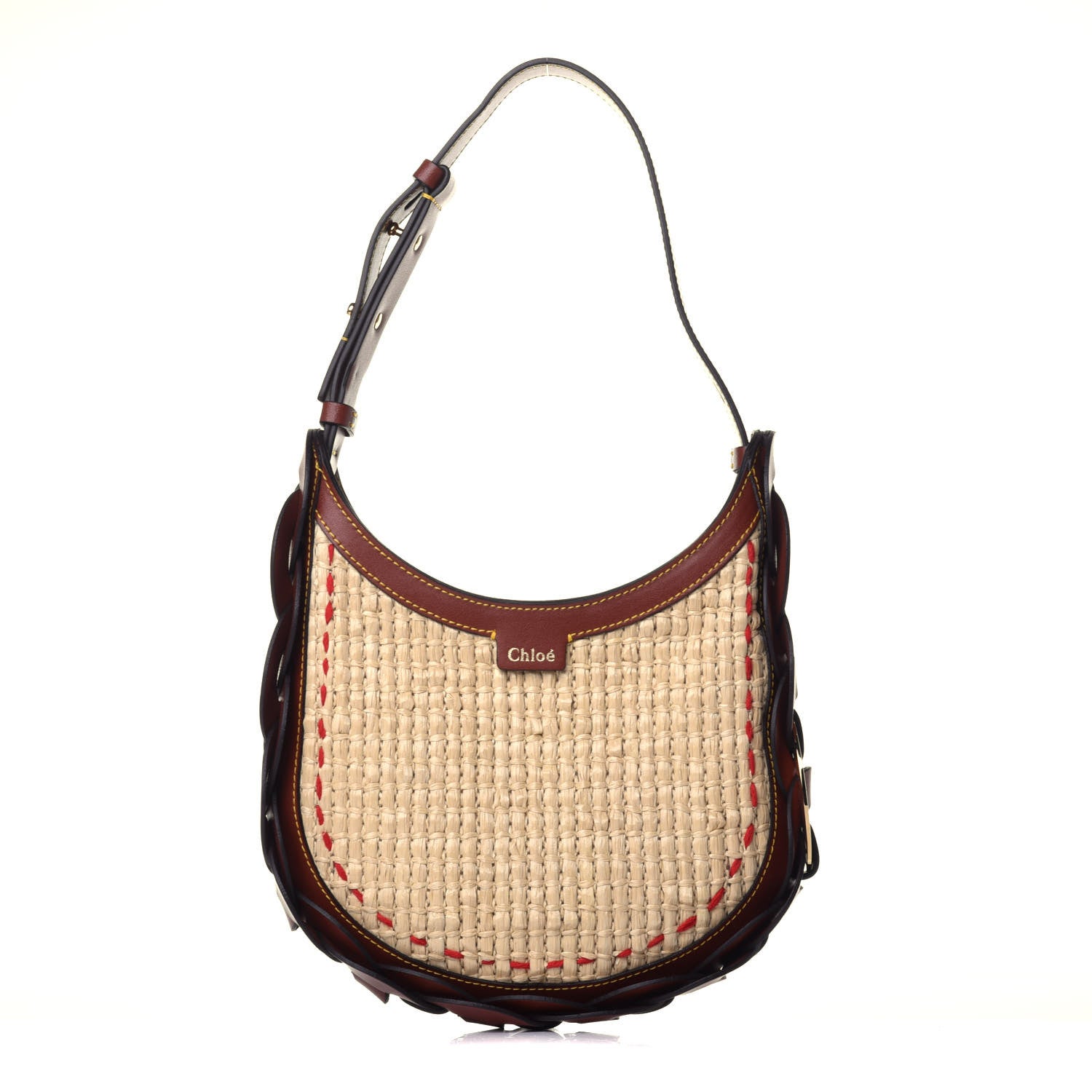 Chloe Calfskin Raffia Embroidered Small Darryl Crossbody Brown 1 of 9