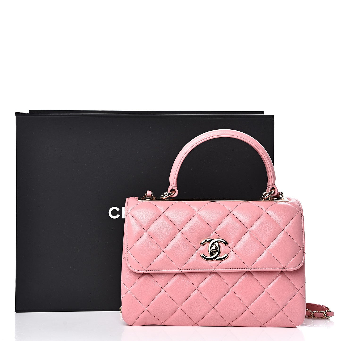 Lambskin Quilted Small Trendy CC Flap Dual Handle Bag Pink