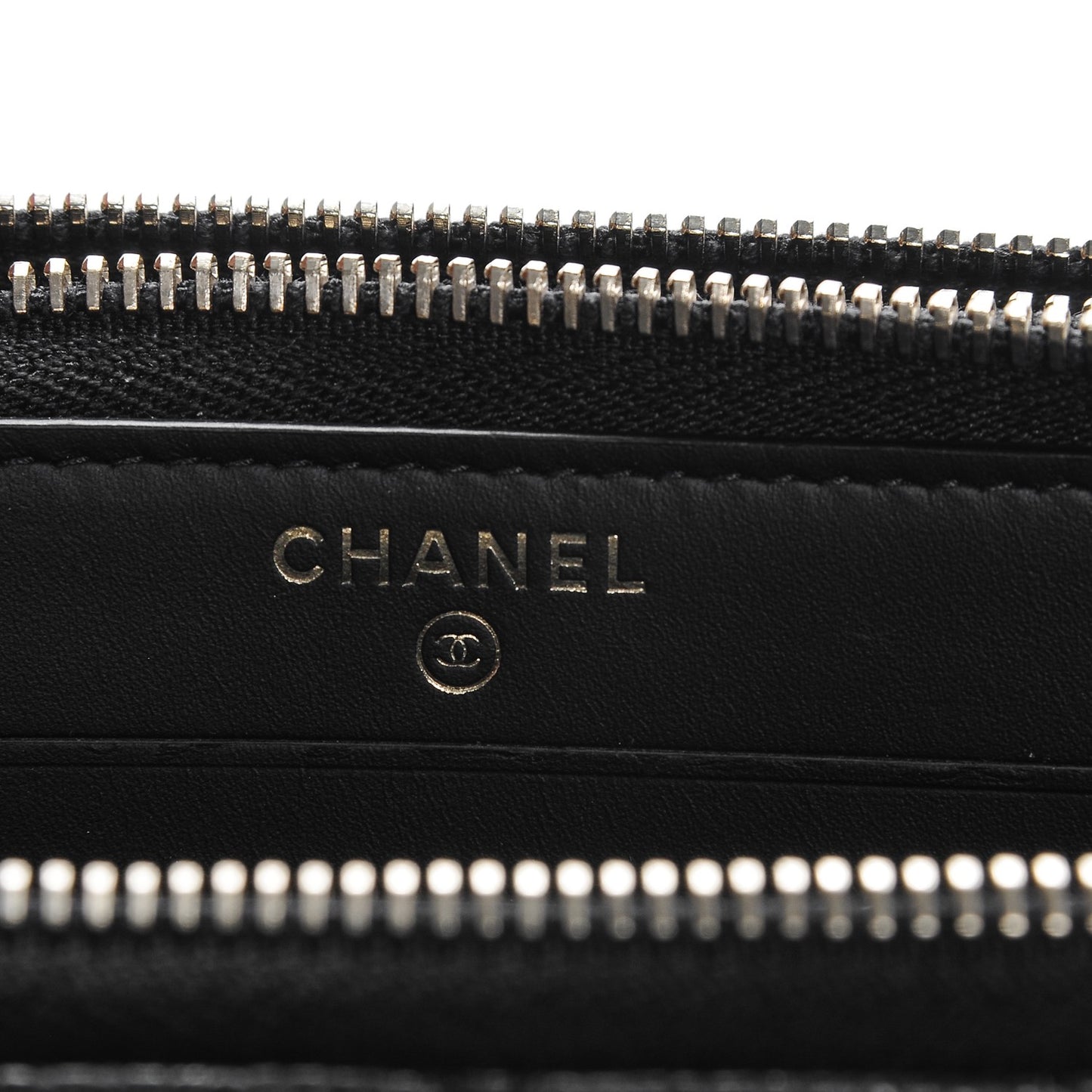 Caviar Quilted Large Gusset Double Zip Around Wallet Black