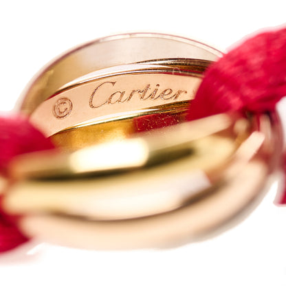 Cartier 18K Pink Yellow White Gold Trinity Cord Bracelet Red 4 of 7