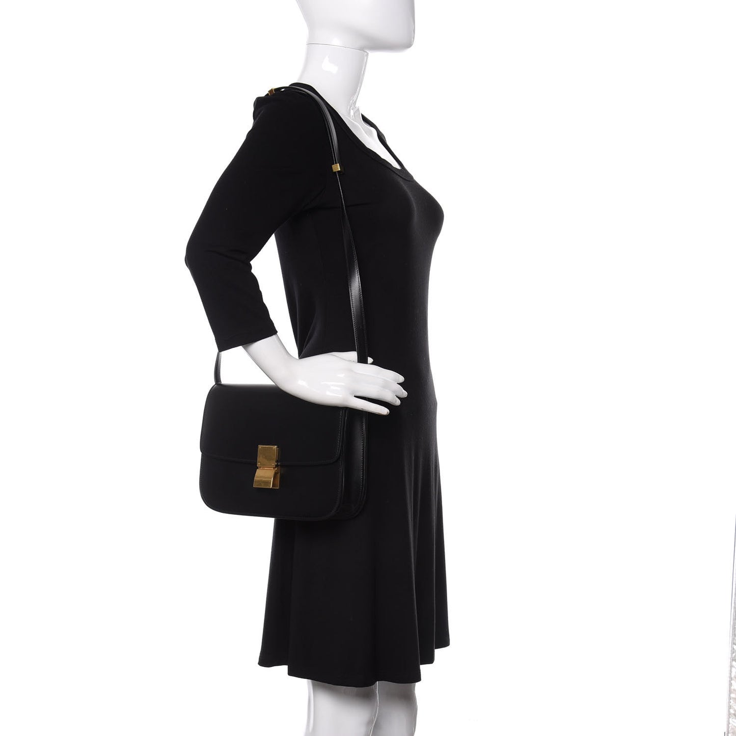 Box Calfskin Medium Classic Box Flap Bag Black