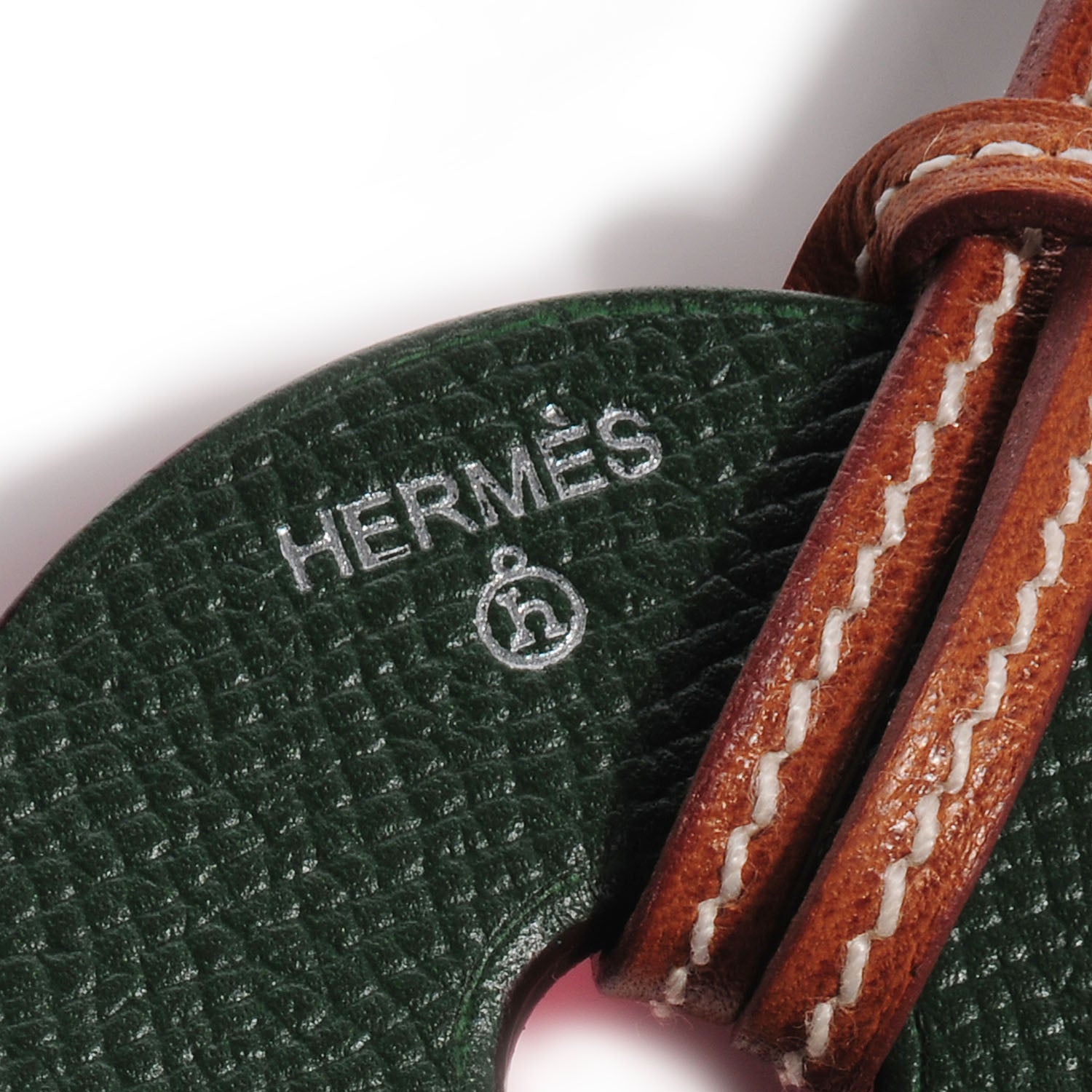 Hermes Petit H Togo Epsom Rond PM Necklace Rose Lipstick Vert Anglais 4 of 5