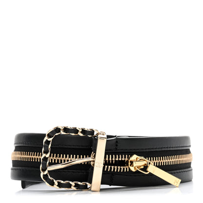 Chanel Calfskin Lambskin Zipper Chain CC Belt 65 26 Black 1 of 8