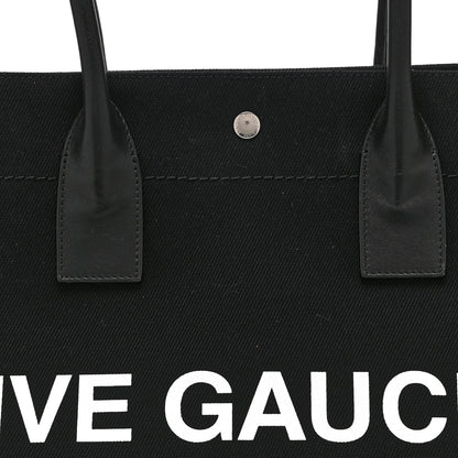 Saint Laurent Linen Calfskin Rive Gauche Tote Black 8 of 10