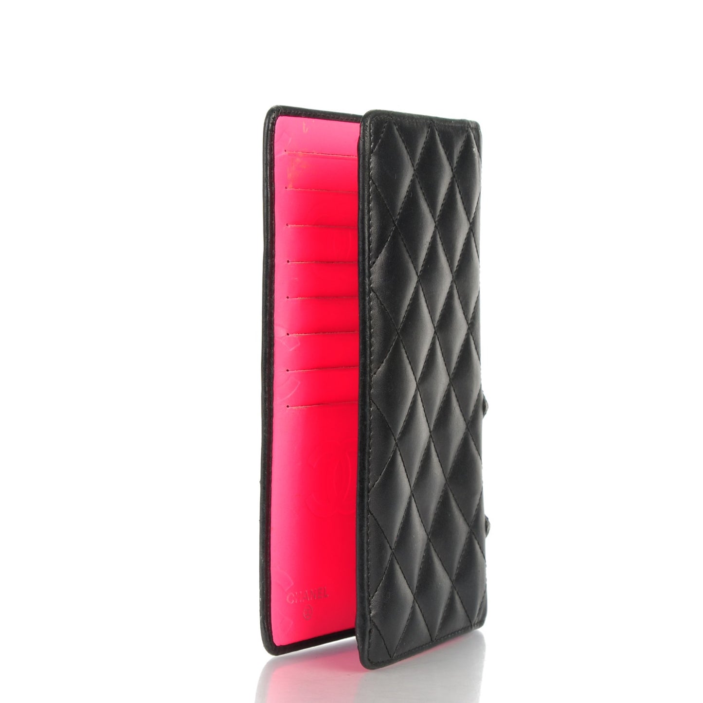 Calfskin Quilted Cambon Yen Wallet Black
