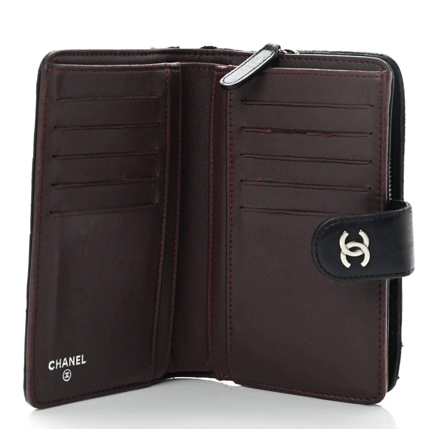 Chanel Lambskin Quilted Zipped Pocket Wallet Black 5 of 12