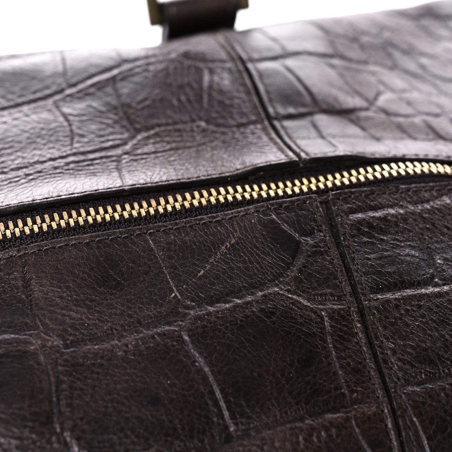 Mulberry Calfskin Crocodile Embossed Duffle Bag Brown 17 of 21