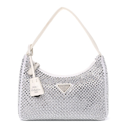 Prada Satin Crystal Mini Re-Edition 2000 Bag White 1 of 11