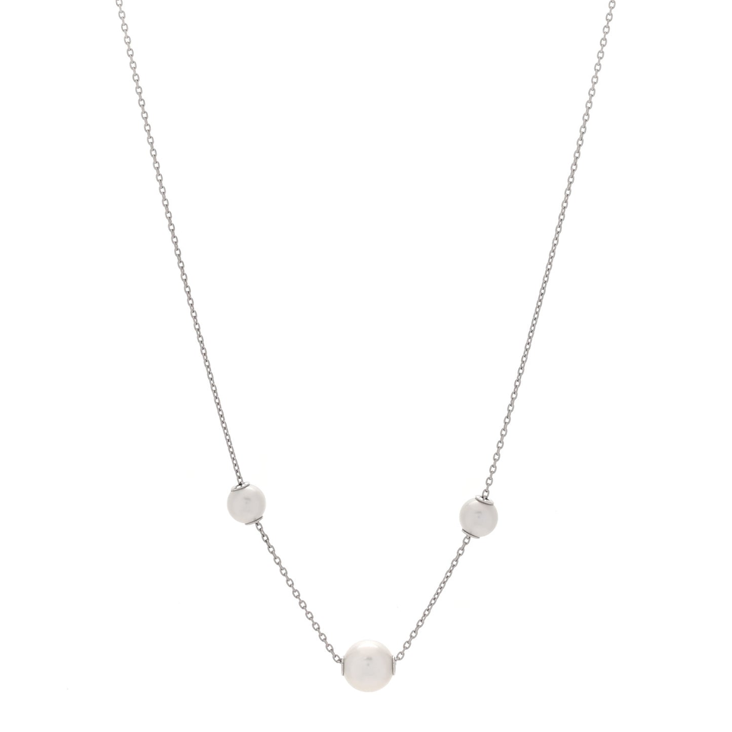 18K White Gold Akoya Cultured Pearl 5.5-7.5m Pearls in Motion Necklace