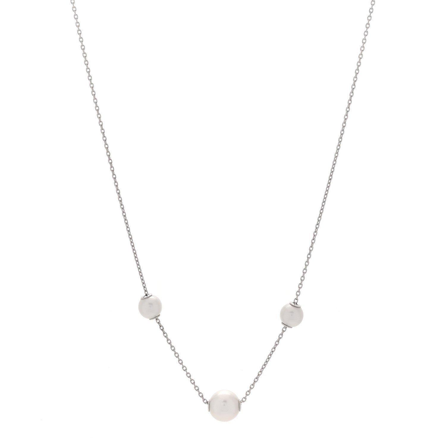 Mikimoto 18K White Gold Akoya Cultured Pearl 5.5-7.5m Pearls in Motion Necklace 1 of 7