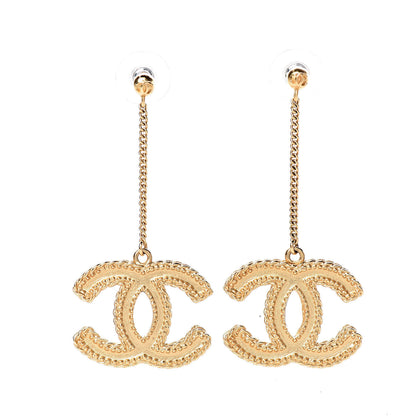 Chanel CC Drop Earrings Matte Gold 1 of 5
