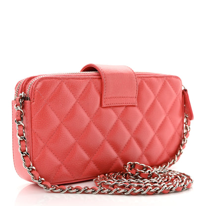 Chanel Caviar Quilted CC Box Clutch With Chain Coral 3 of 15
