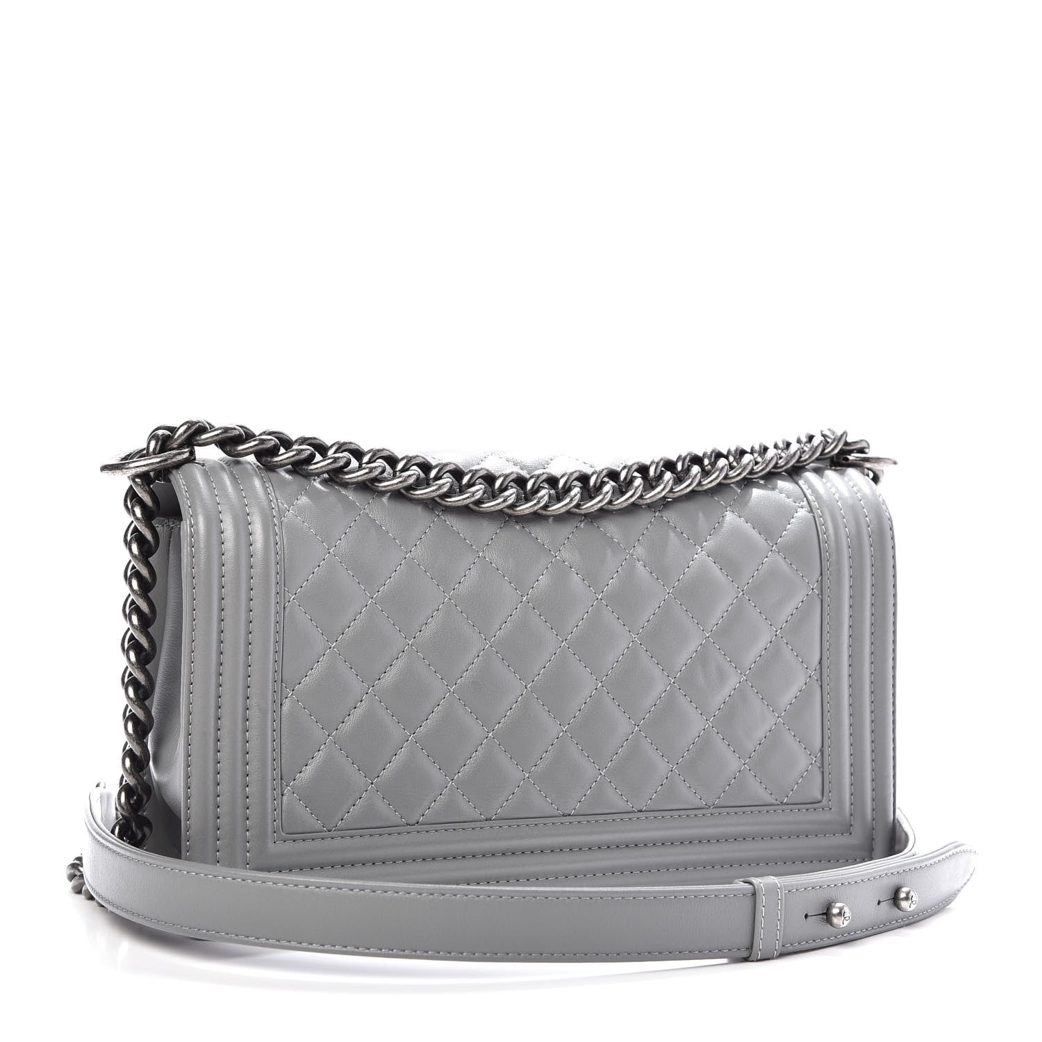 Chanel Calfskin Quilted Medium Boy Flap Grey 3 of 10