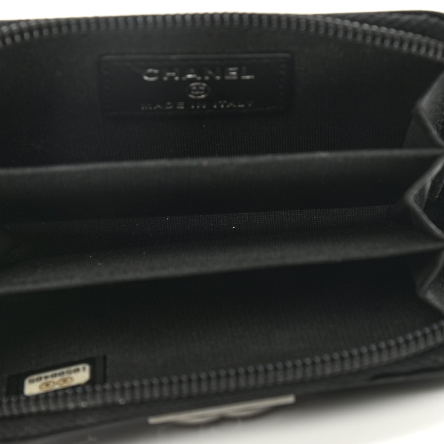Lambskin Quilted Zip Around Boy Coin Purse Wallet Black