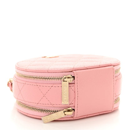 Chanel Caviar Quilted Round Handle With Care Vanity With Chain Pink 4 of 12