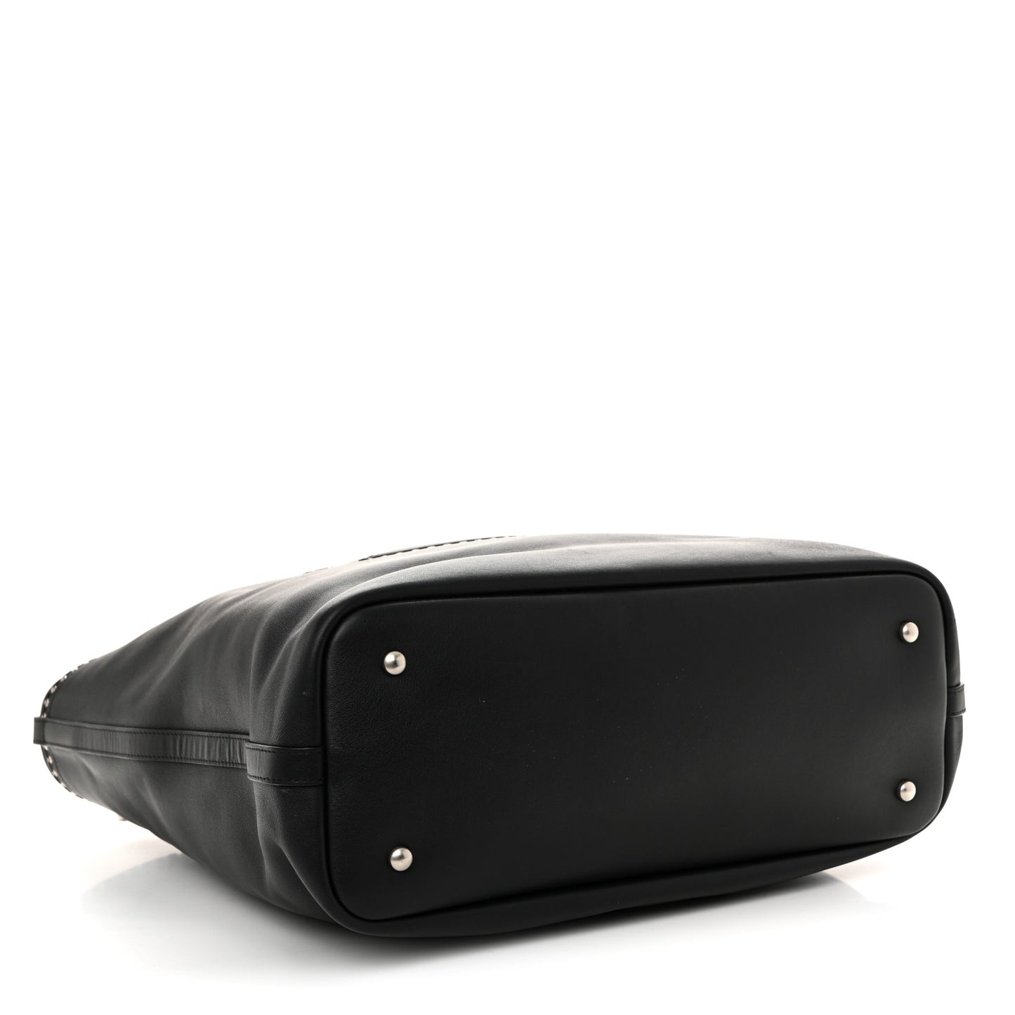 Calfskin Large Coco Eyelets Shopping Tote Black