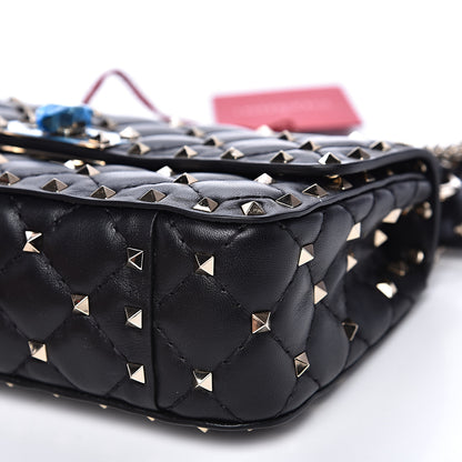 Valentino Garavani Lambskin Small Rockstud Spike Shoulder Bag Black 7 of 7