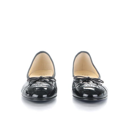 Chanel Patent CC Cap Toe Ballerina Flats 38 Black 2 of 7