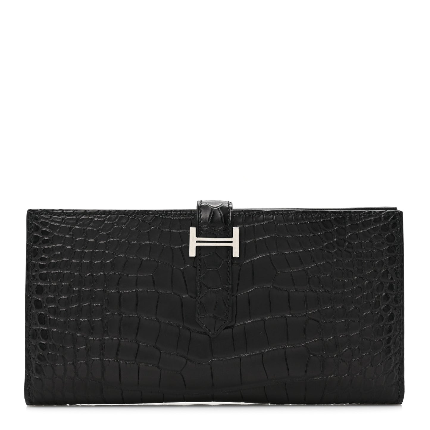 Matte Alligator Bearn Gusset Wallet Black