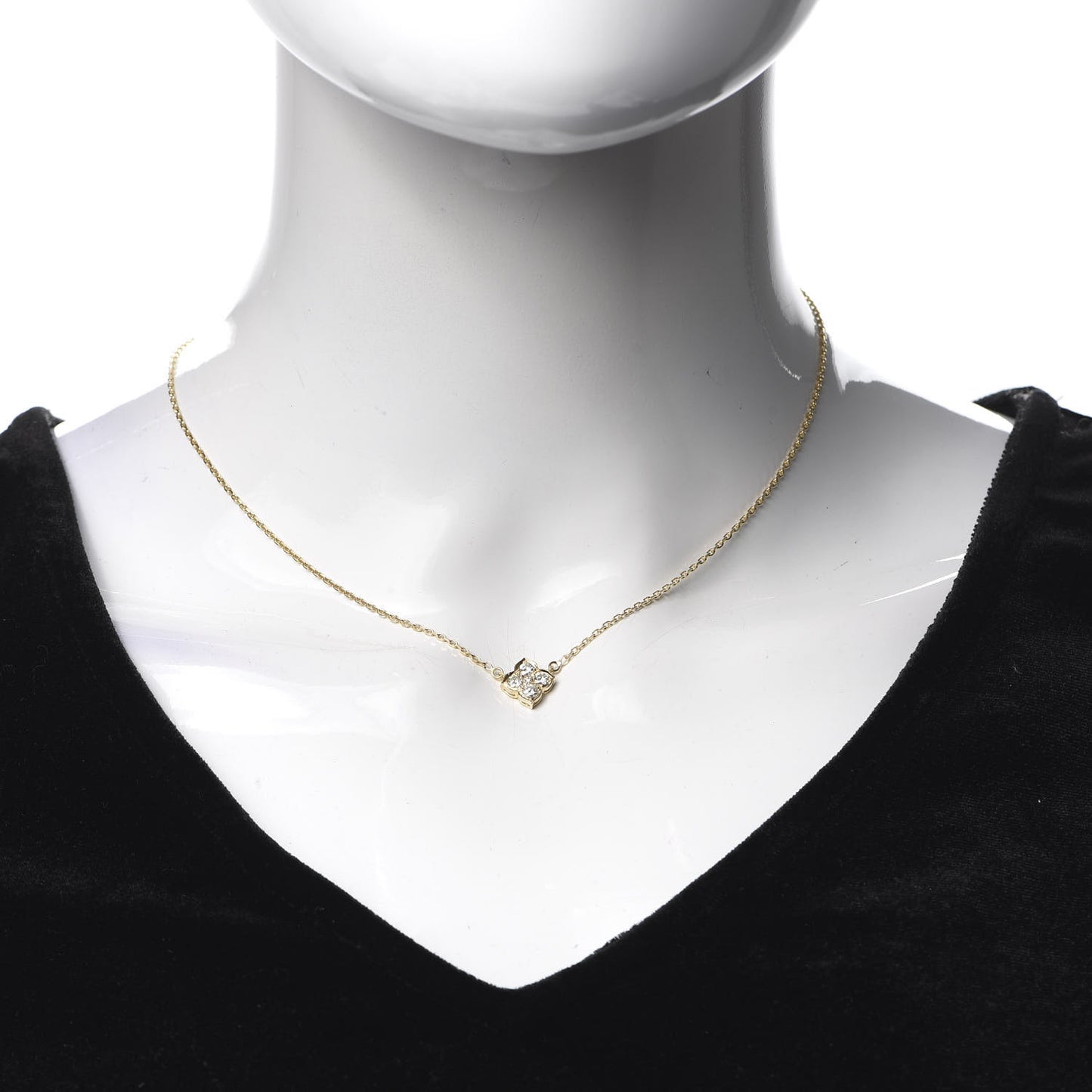 18K Yellow Gold Diamond Hindu Floral Pendant Necklace