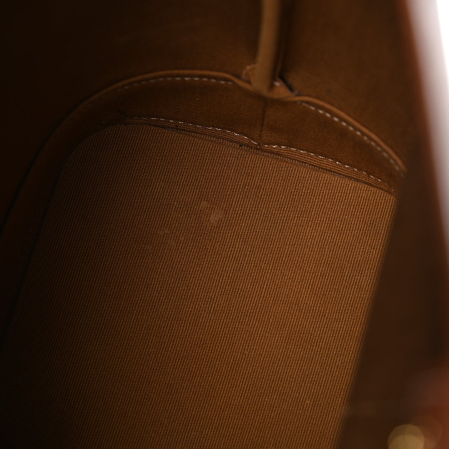 Triomphe Canvas Calfskin Small Bucket Bag Tan